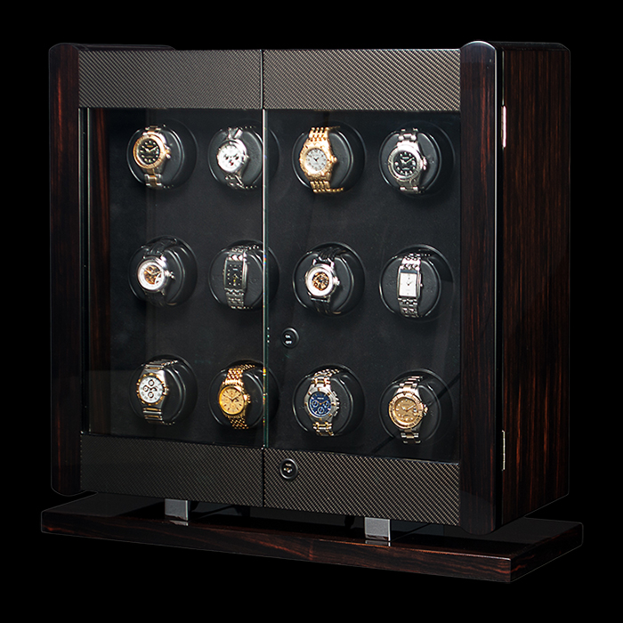 Orbita Orbita Avanti 12 Pedestal Macassar and Carbon Fibre - Programmable — 12-Piece watch winder